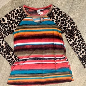 NWOT boutique serape & leopard top